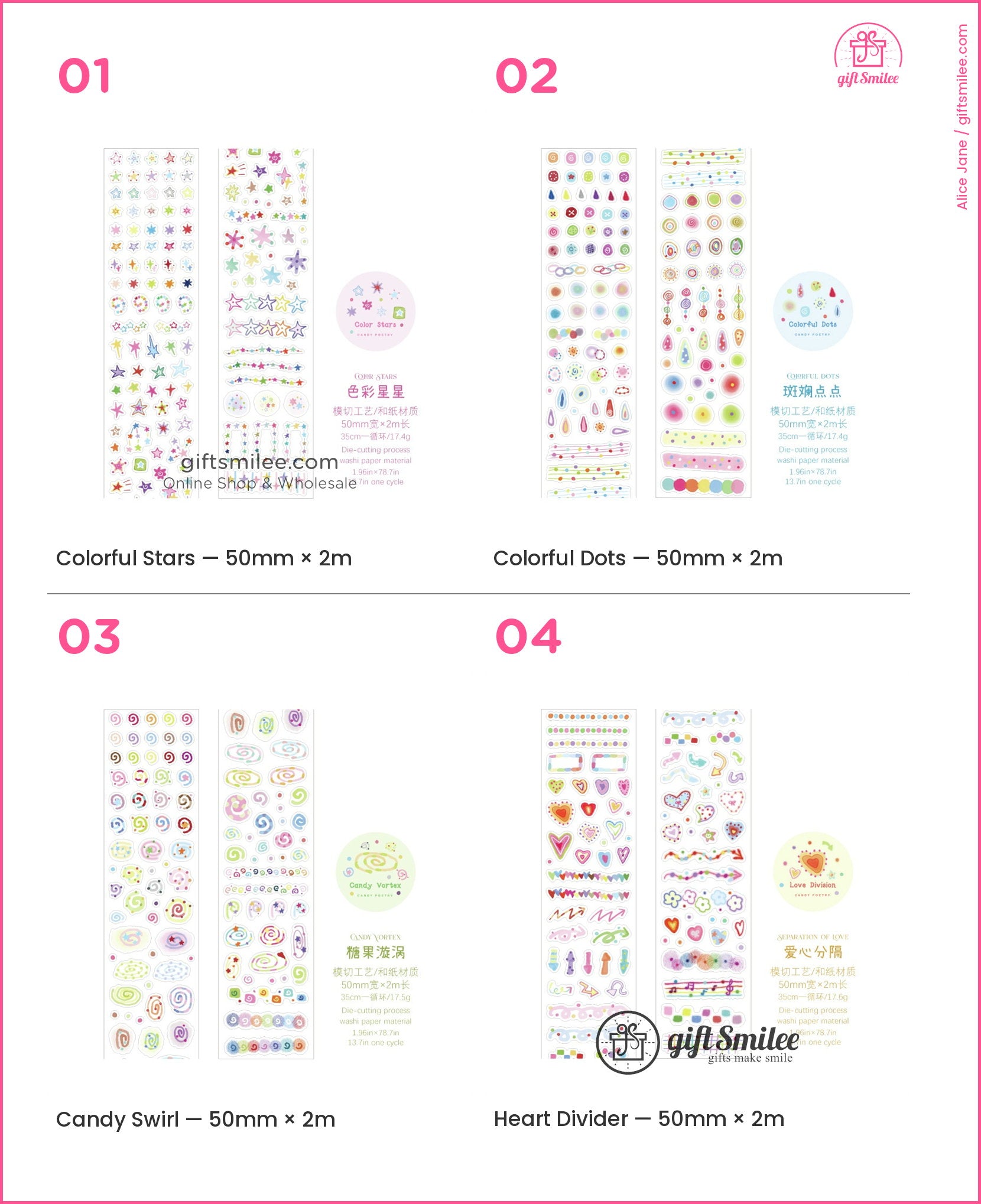Translucent Die-Cut Candy Motifs Decorative Tape | KS-RT-1803
