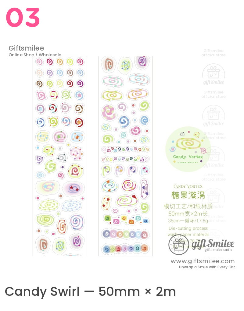 Translucent Die-Cut Candy Motifs Decorative Tape | KS-RT-1803