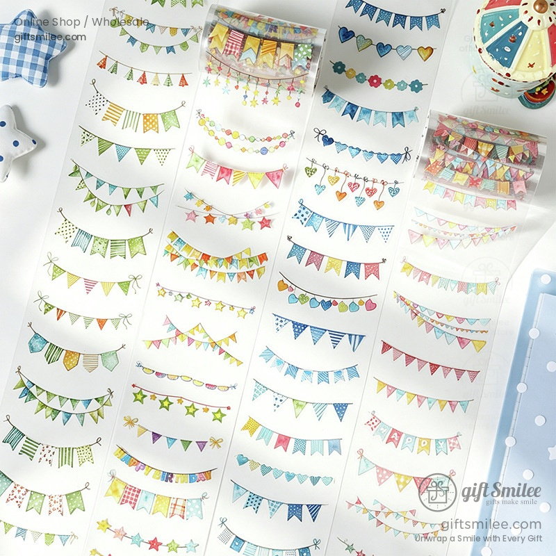 Pet Die-Cut Colorful Flag Garland Decorative Tape | KS-RT-1804