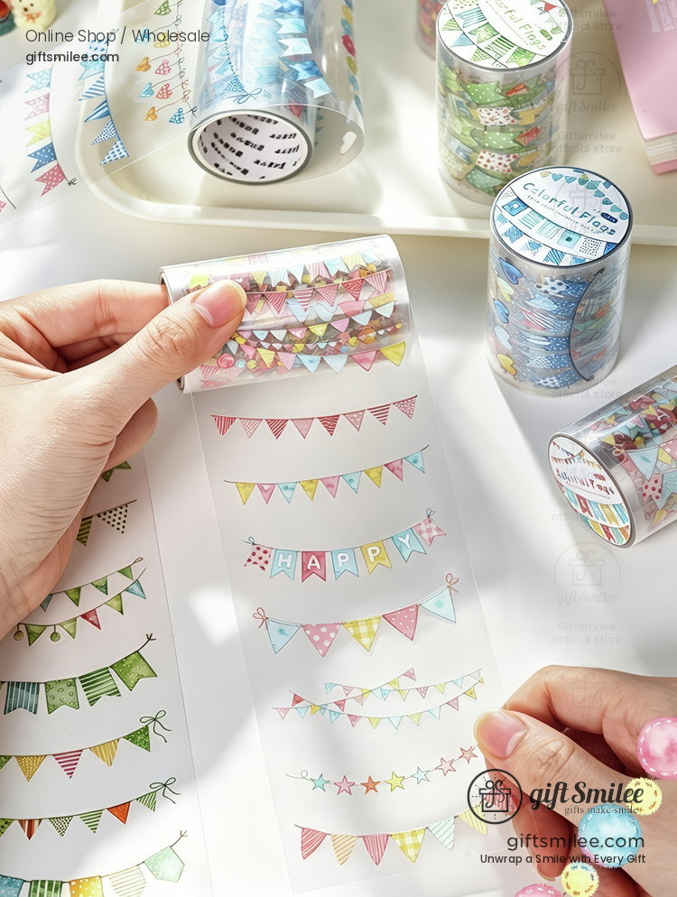 Pet Die-Cut Colorful Flag Garland Decorative Tape | KS-RT-1804