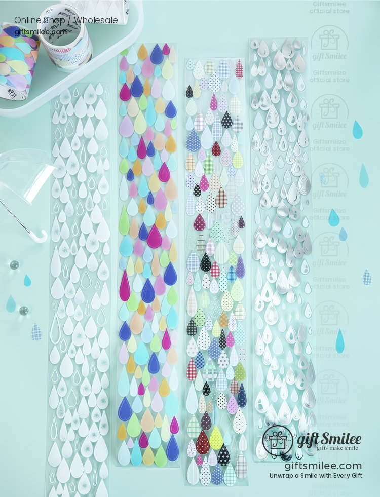 Pet Silver Foil Die-Cut Raindrops Decorative Tape | KS-RT-1805