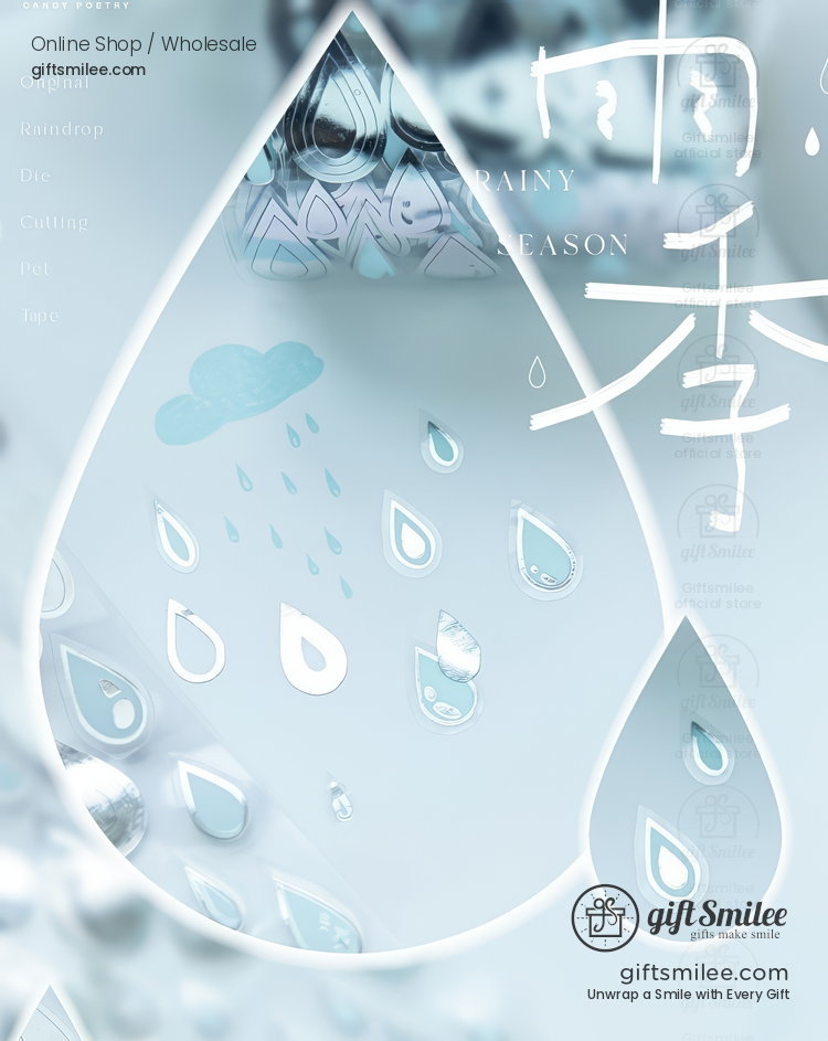 Pet Silver Foil Die-Cut Raindrops Decorative Tape | KS-RT-1805