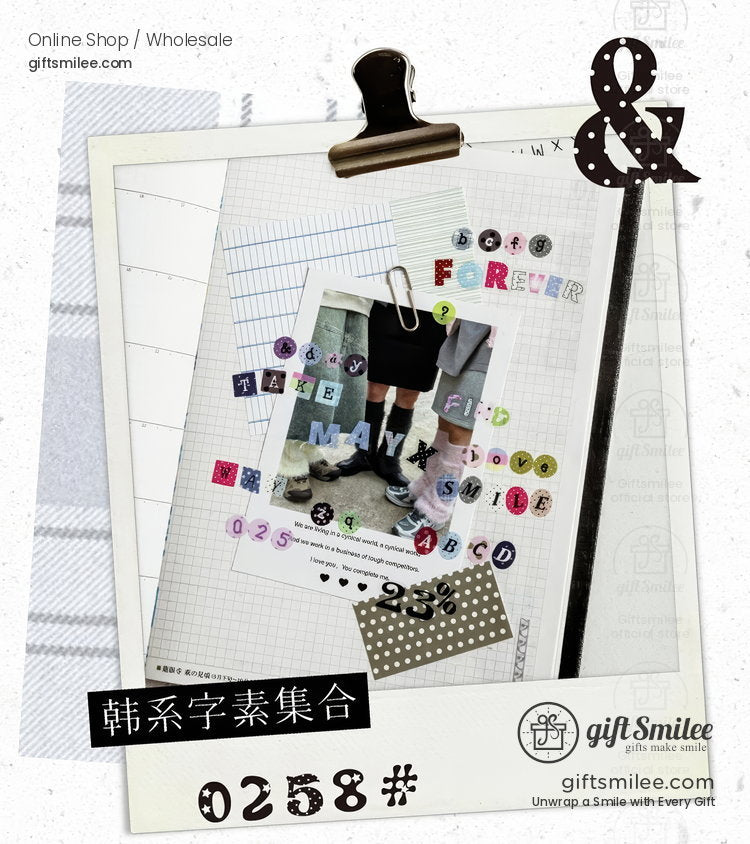Pet White Ink Korean-Style Alphabet Number Sticker Tape | KS-RT-1806