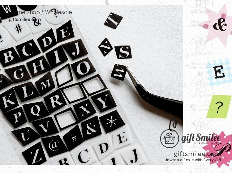 Pet White Ink Korean-Style Alphabet Number Sticker Tape | KS-RT-1806