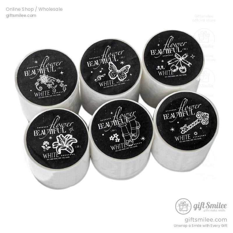 White Lace Glitter Pet Vintage Floral Decorative Tape | KS-RT-1808