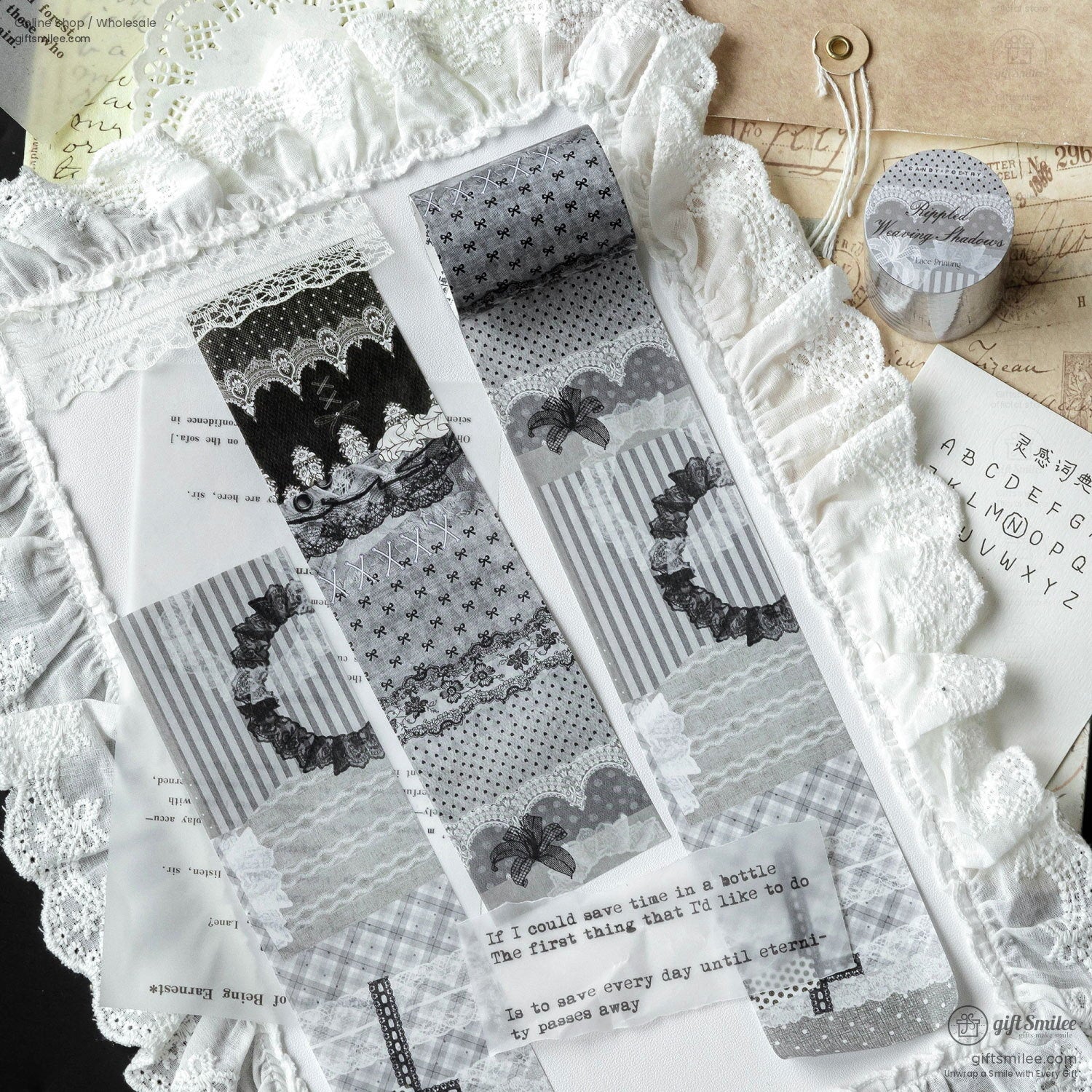 Vintage Lace Patchwork Translucent Wide Washi Tape | KS-RT-1809
