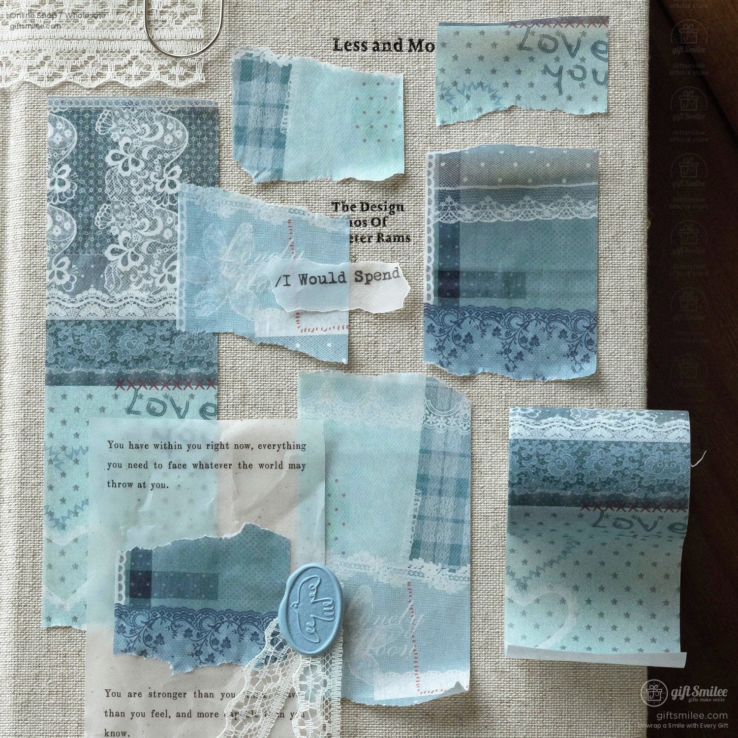 Vintage Lace Patchwork Translucent Wide Washi Tape | KS-RT-1809