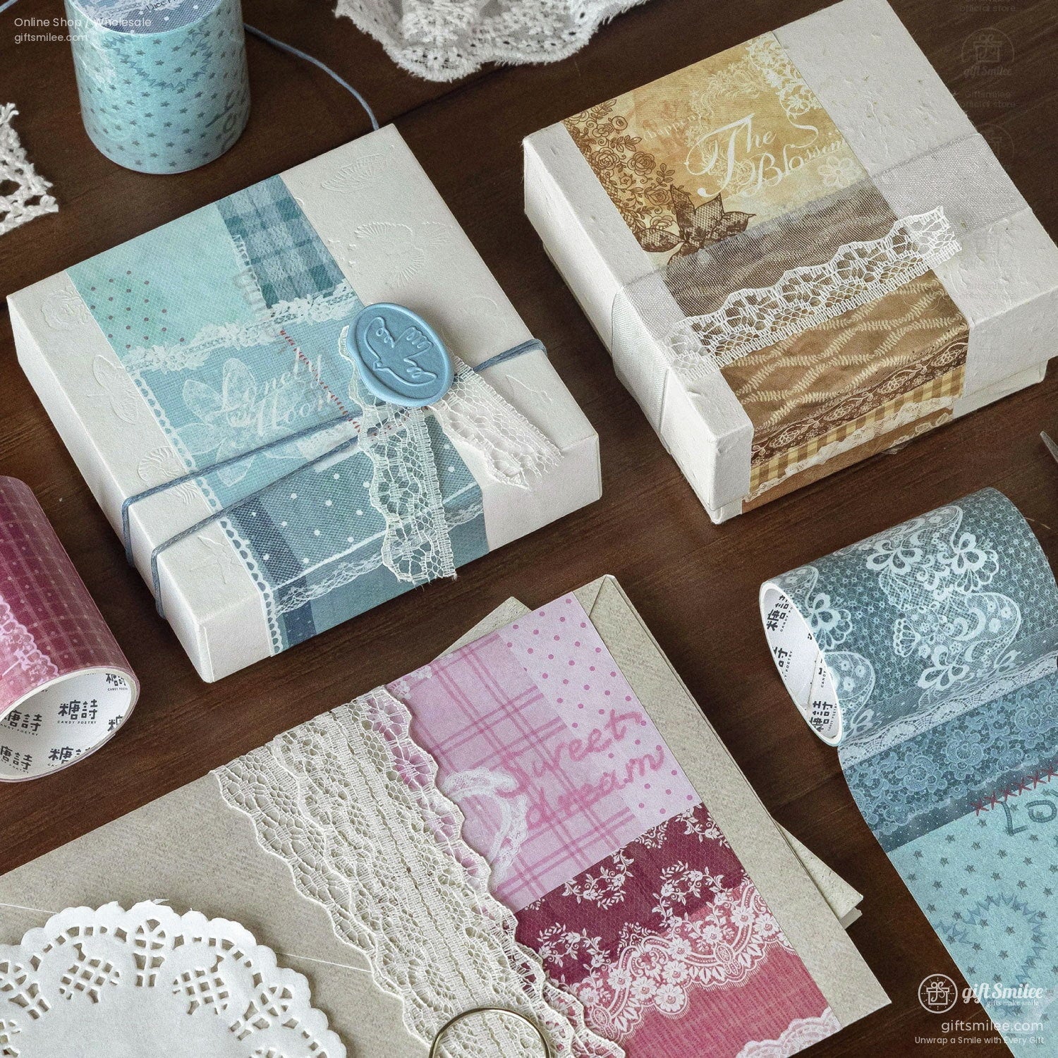 Vintage Lace Patchwork Translucent Wide Washi Tape | KS-RT-1809