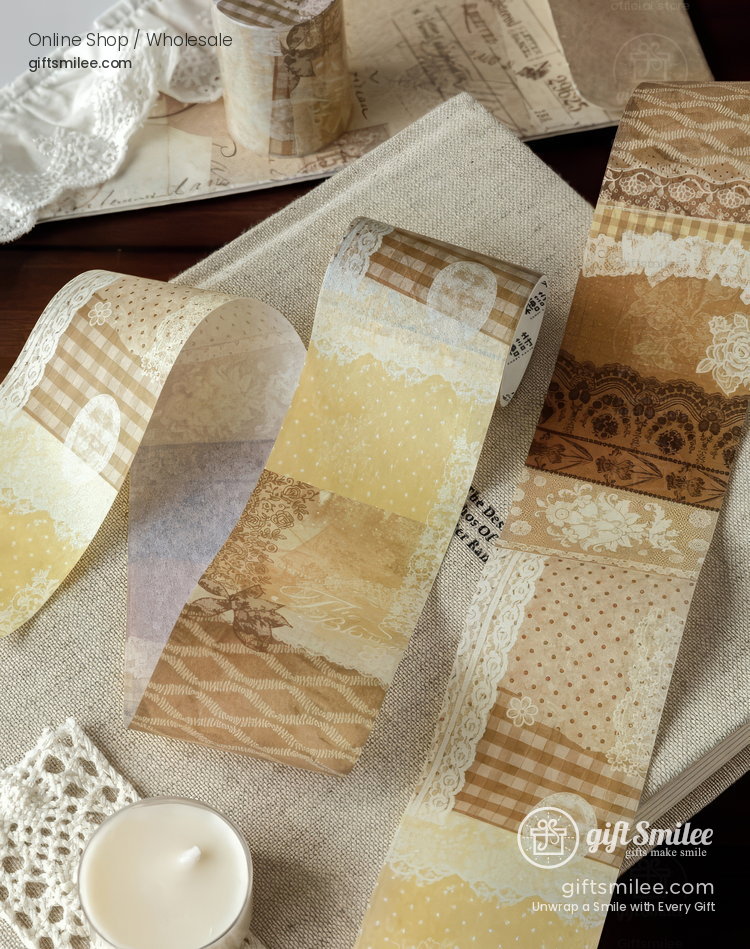 Vintage Lace Patchwork Translucent Wide Washi Tape | KS-RT-1809