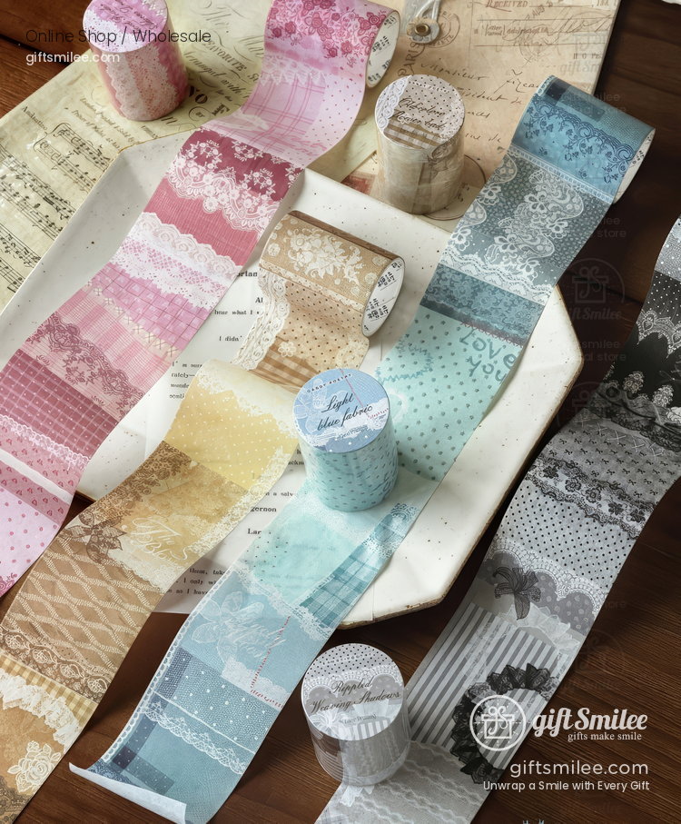 Vintage Lace Patchwork Translucent Wide Washi Tape | KS-RT-1809