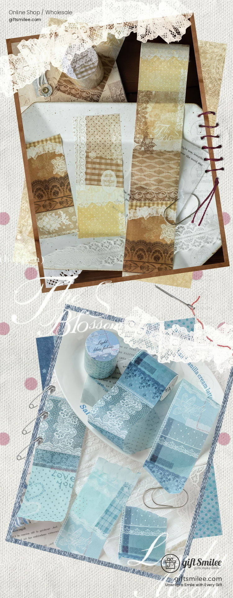 Vintage Lace Patchwork Translucent Wide Washi Tape | KS-RT-1809