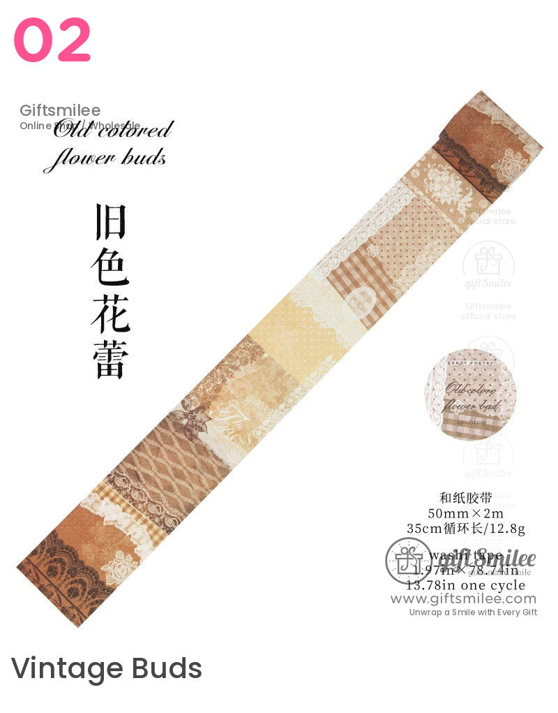 Vintage Lace Patchwork Translucent Wide Washi Tape | KS-RT-1809