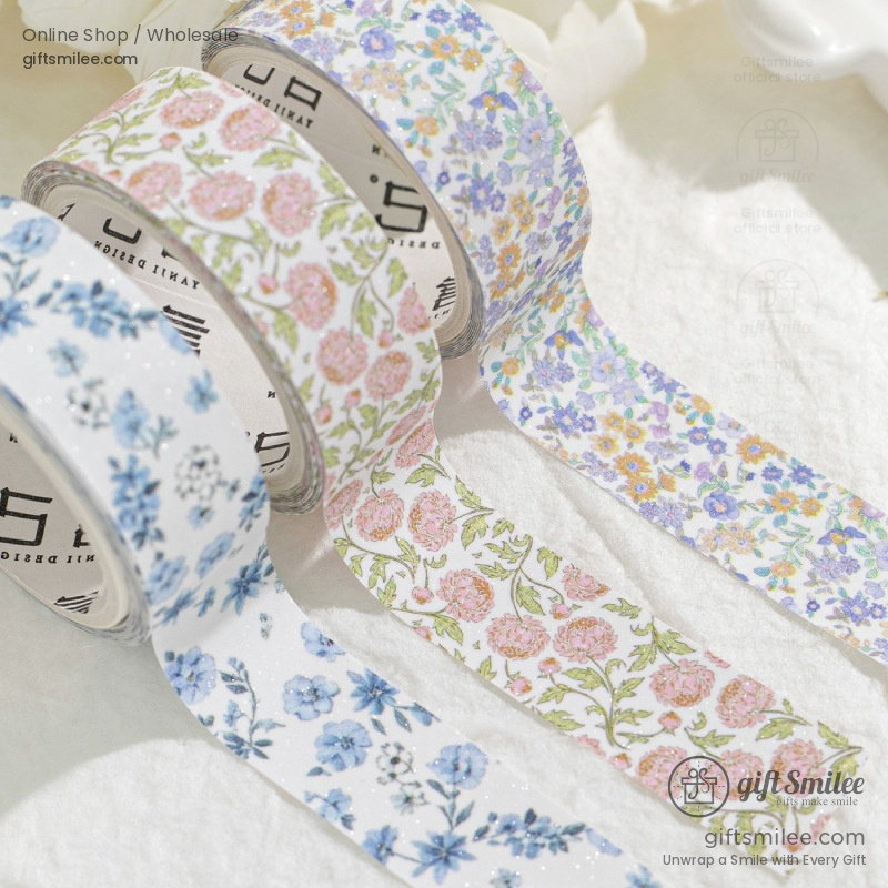 Glitter Floral Pet Translucent Wide Decorative Tape | KS-RT-1811