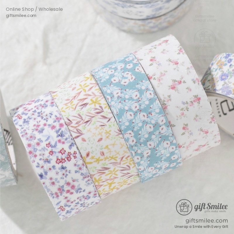 Glitter Floral Pet Translucent Wide Decorative Tape | KS-RT-1811