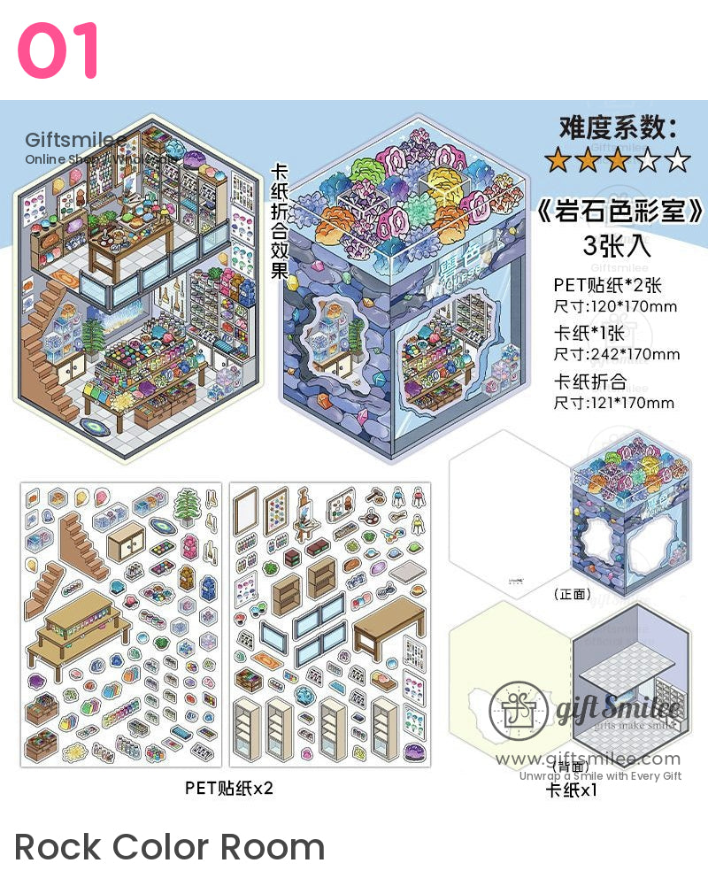 Miniature 3D Sticker Set – Diy Craft Kit Stickers | deco decal