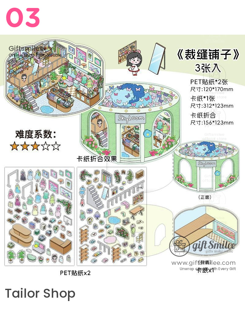 Miniature 3D Sticker Set – Diy Craft Kit Stickers | deco decal