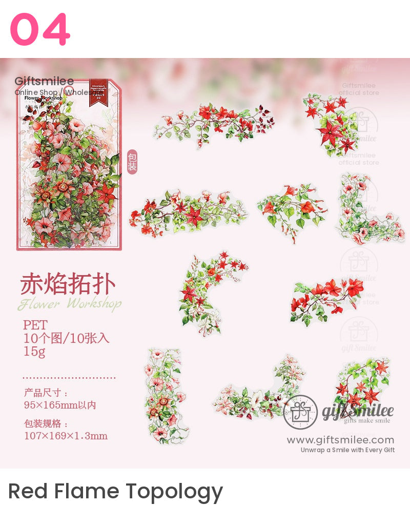 Garden Bloom Transparent Sticker Pack - Floral Scrapbooking & Diy Crafts Accessory Sticker Packs | scrapbooking kit