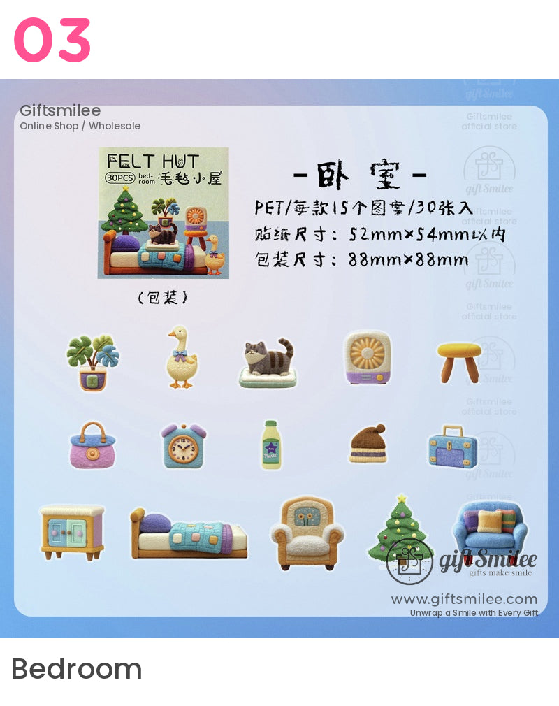 Felt Hut Miniature Home-Themed Sticker Packs | vintage