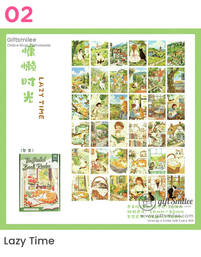 Illustrated Book Realm Stickers | cup deco