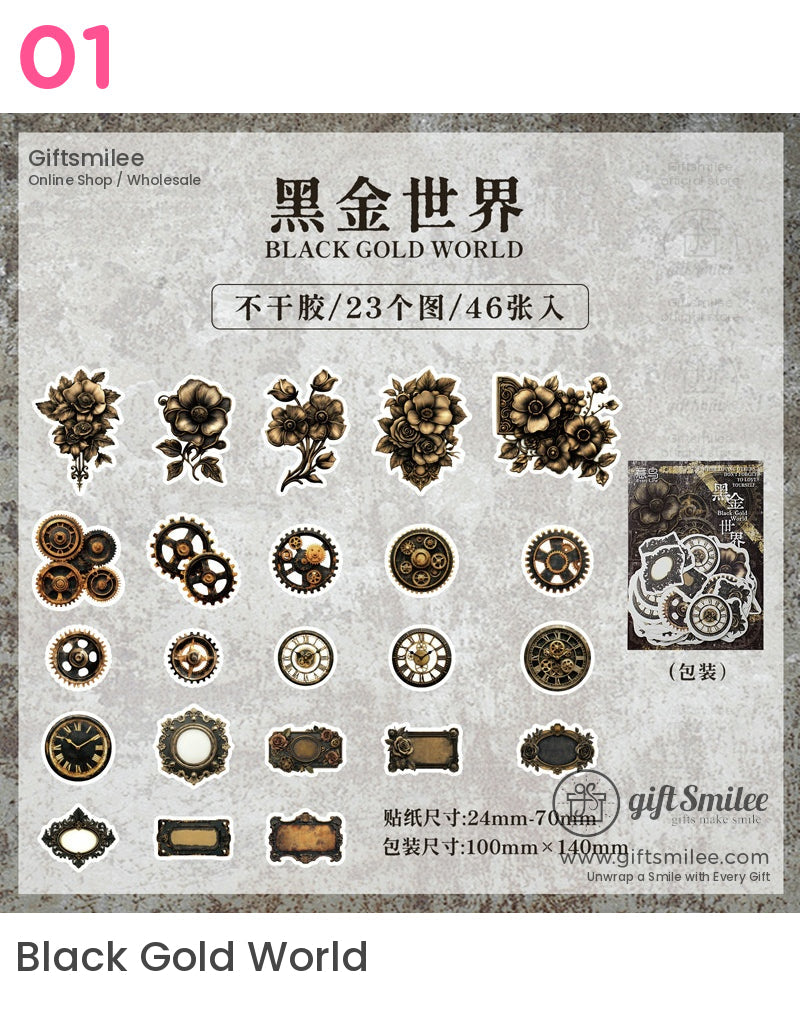 Vintage Steampunk Gear And Clock Sticker Packs | KS-SA-3978