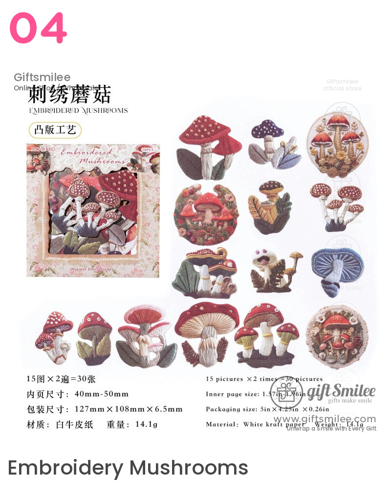 Nature-Themed Butterfly Mushroom And Floral Cutouts Stickers | KS-SA-3993