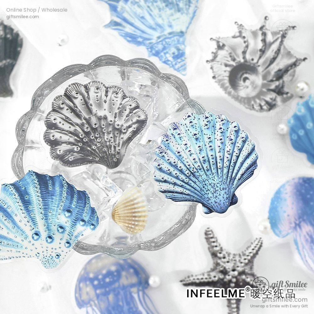 A collection of nature-themed sticker packs featuring floral, marine, and fruit designs, perfect for crafts and journaling