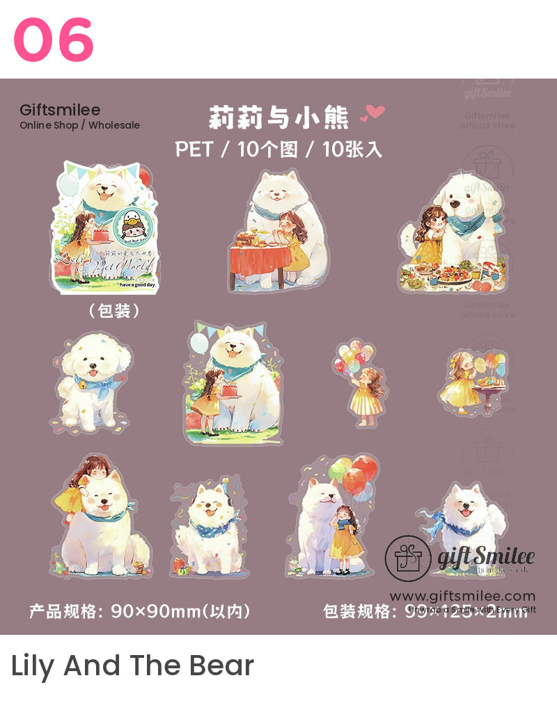 Adorable Acrylic Cats Dogs Sweet Moments Stickers | KS-SA-4052