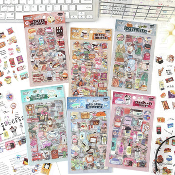 A collection of colorful aesthetic sticker packs for journaling and crafts