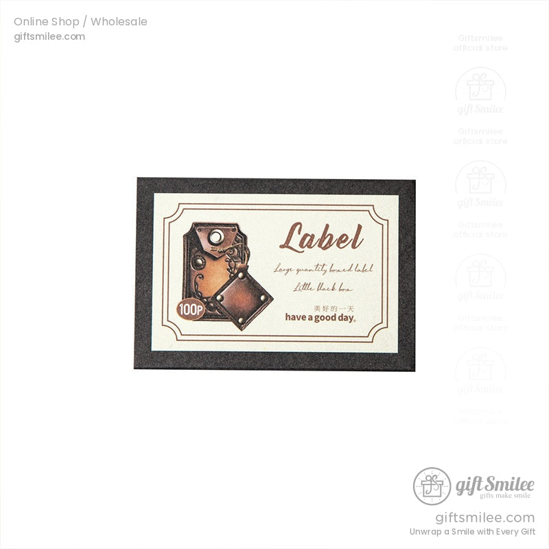 Beige and brown vintagestyle label design with leather texture illustration ornate border and have a good day text