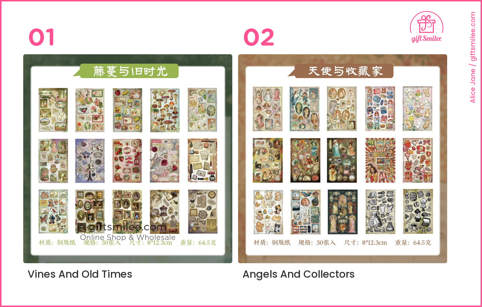 Vintageinspired sticker sheets with nature mushrooms and antique designs in earthy tones 8x123cm glossy finish  