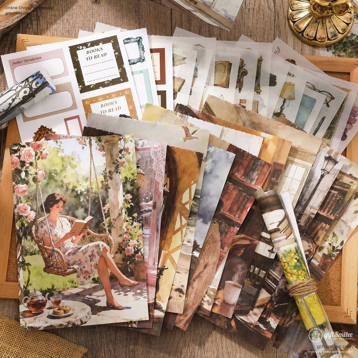 Vintage Reading Theme 50-Sheet Precut Mixed-Material Sticker Book | KS-SA-4257