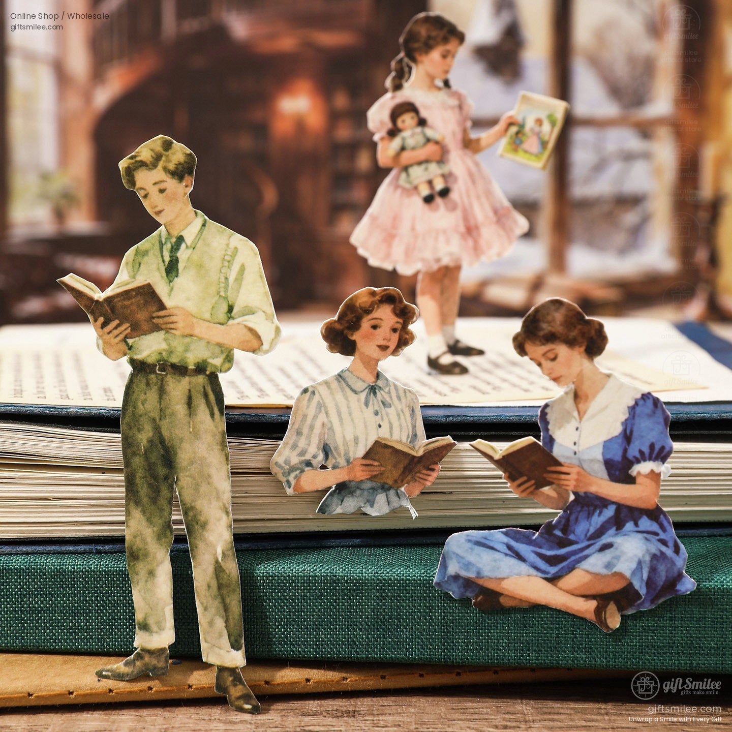 Vintage Reading Theme 50-Sheet Precut Mixed-Material Sticker Book | KS-SA-4257