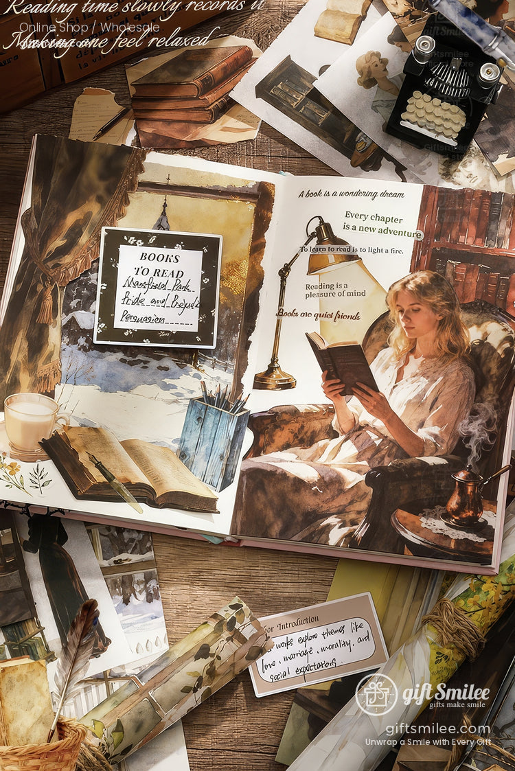 Vintage Reading Theme 50-Sheet Precut Mixed-Material Sticker Book | KS-SA-4257