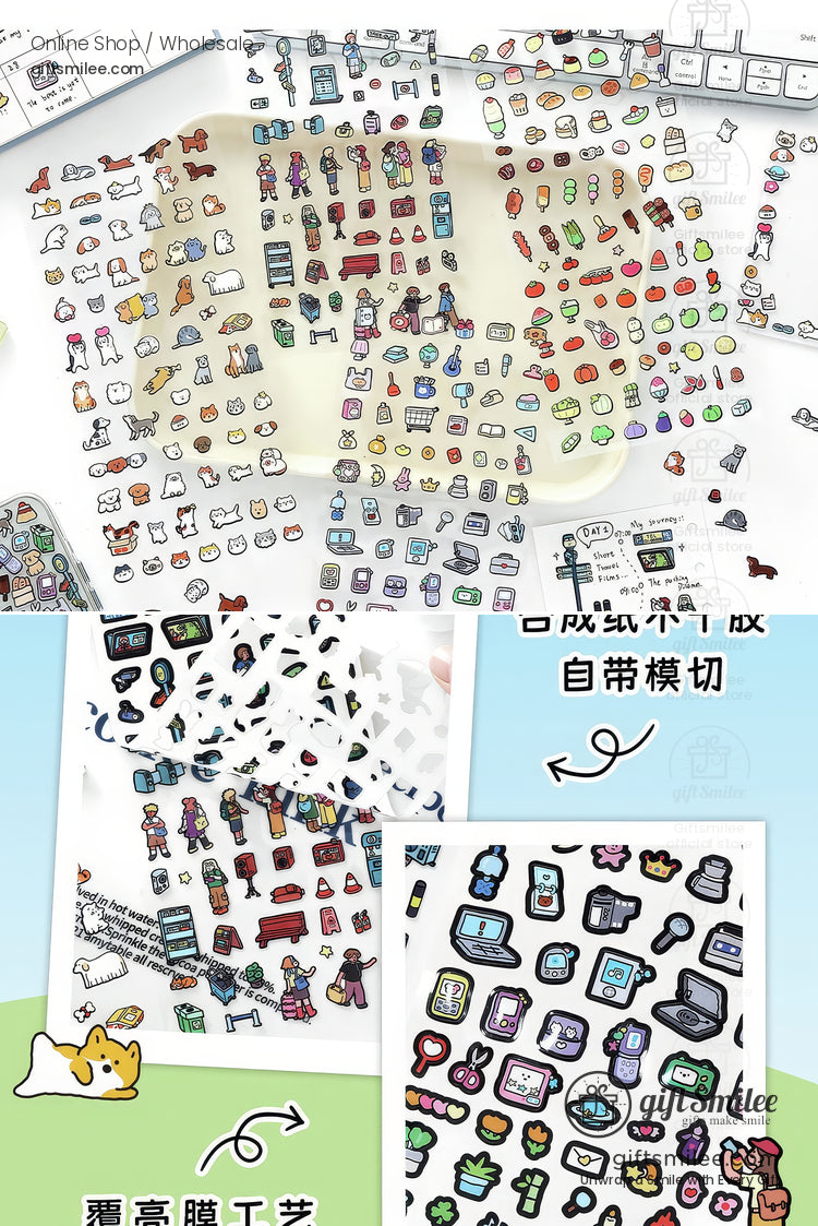 Matte Waterproof Pet Mini Icon Assorted Sticker Pack | KS-SA-4258