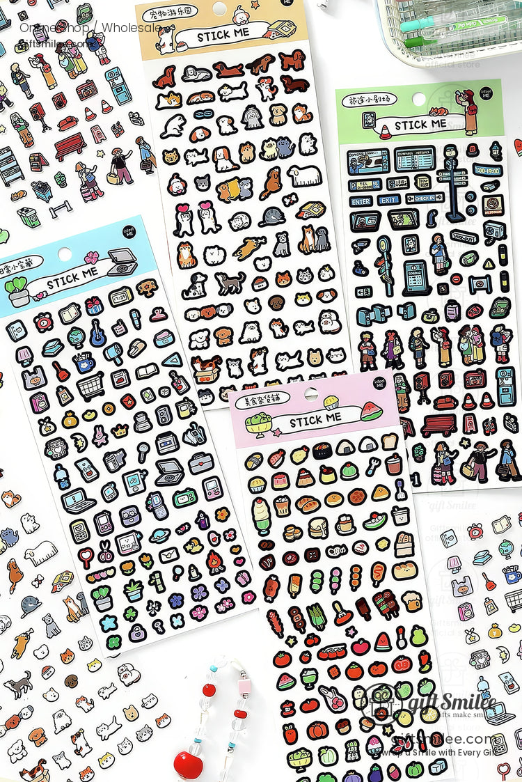 Matte Waterproof Pet Mini Icon Assorted Sticker Pack | KS-SA-4258