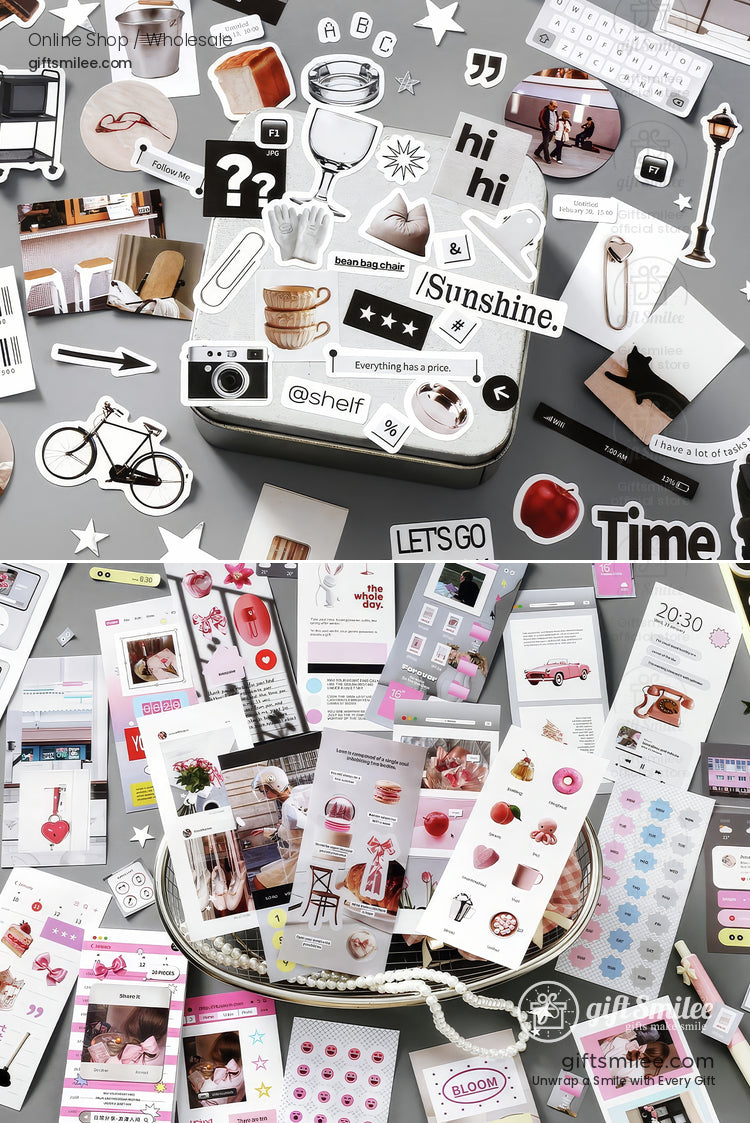 Matte Pet Die‑Cut 20‑Piece Mixed Aesthetic Decorative Stickers | KS-SA-4259