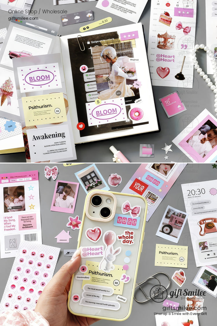 Matte Pet Die‑Cut 20‑Piece Mixed Aesthetic Decorative Stickers | KS-SA-4259