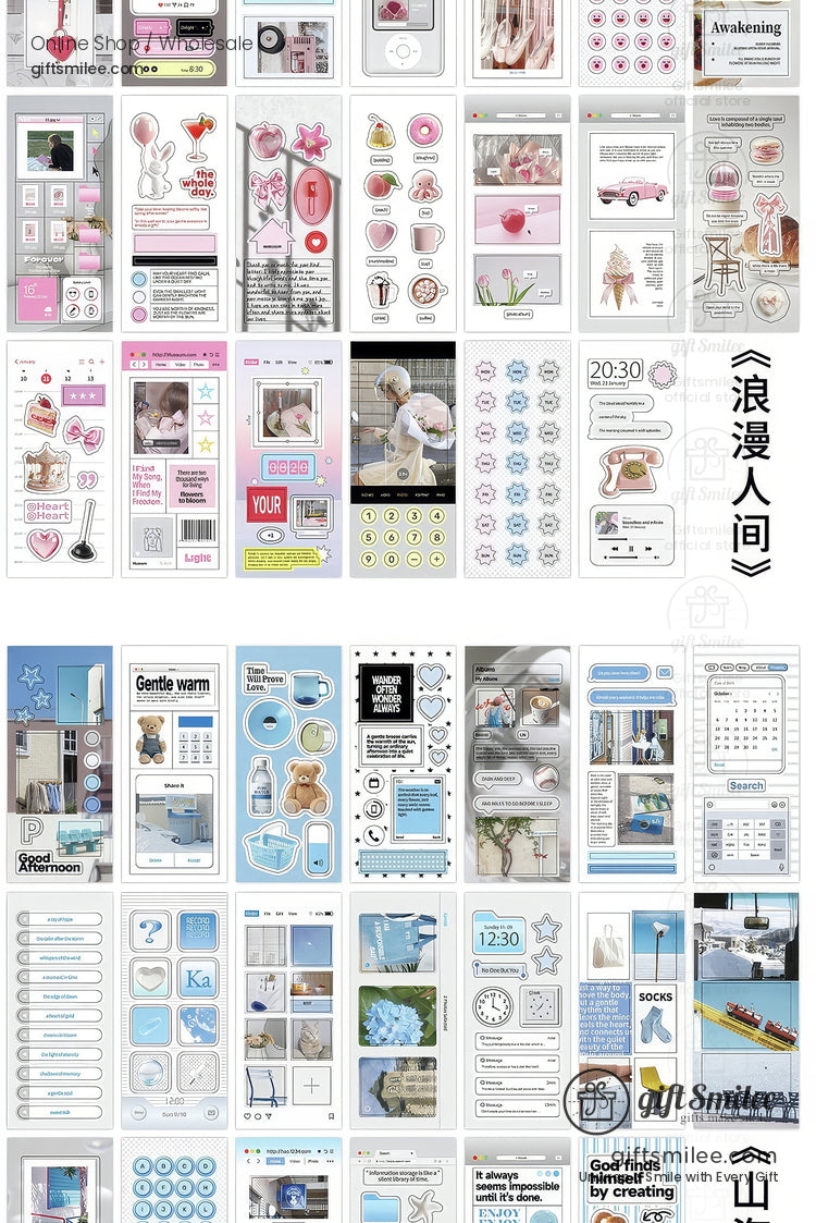 Matte Pet Die‑Cut 20‑Piece Mixed Aesthetic Decorative Stickers | KS-SA-4259