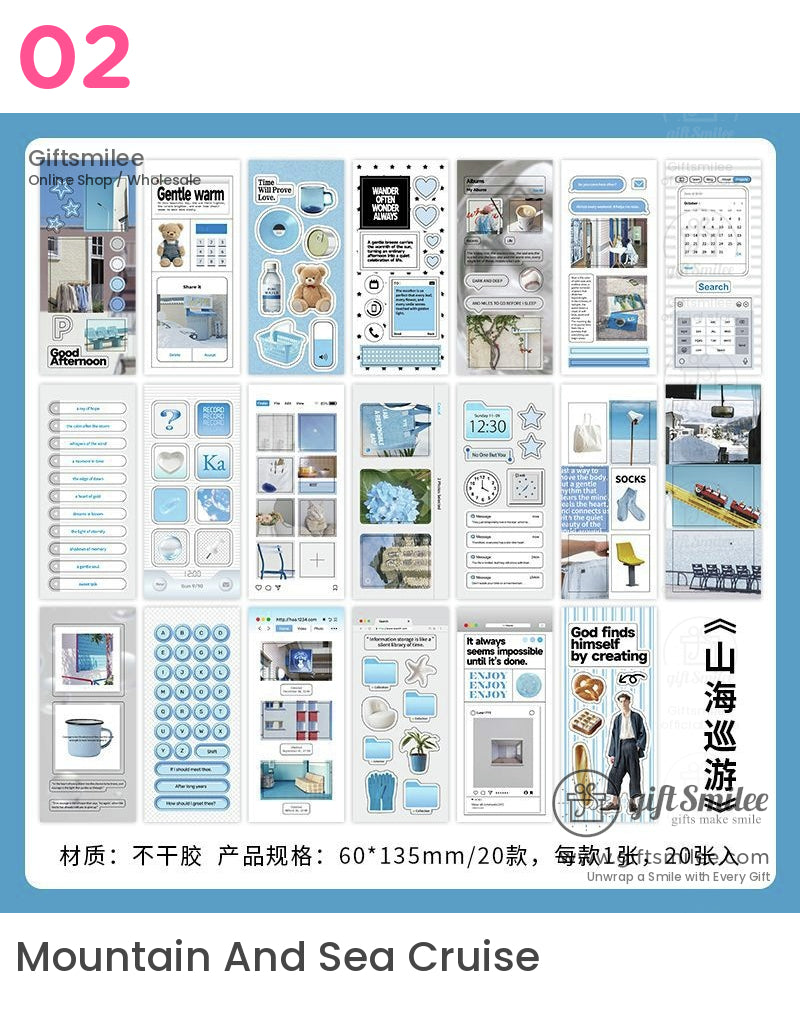 Matte Pet Die‑Cut 20‑Piece Mixed Aesthetic Decorative Stickers | KS-SA-4259