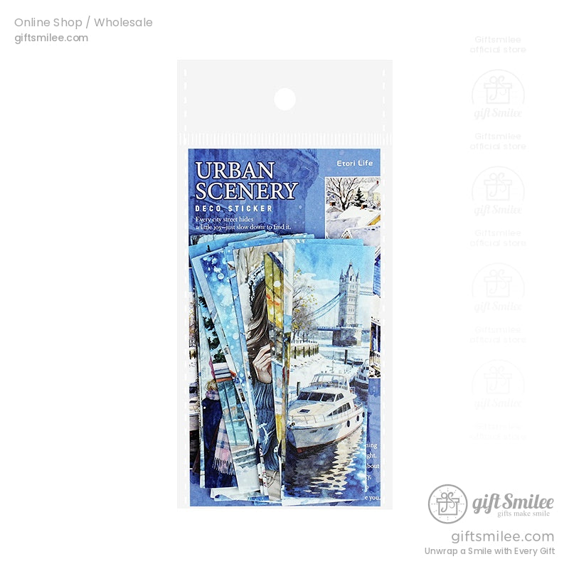 Matte Paper Die‑Cut 25Pcs Urban Watercolor Sticker Pack | KS-SA-4262