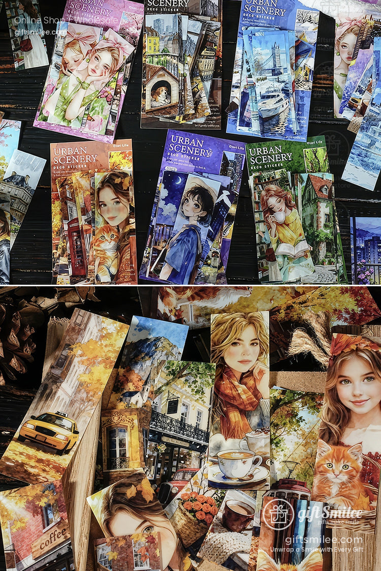 Matte Paper Die‑Cut 25Pcs Urban Watercolor Sticker Pack | KS-SA-4262