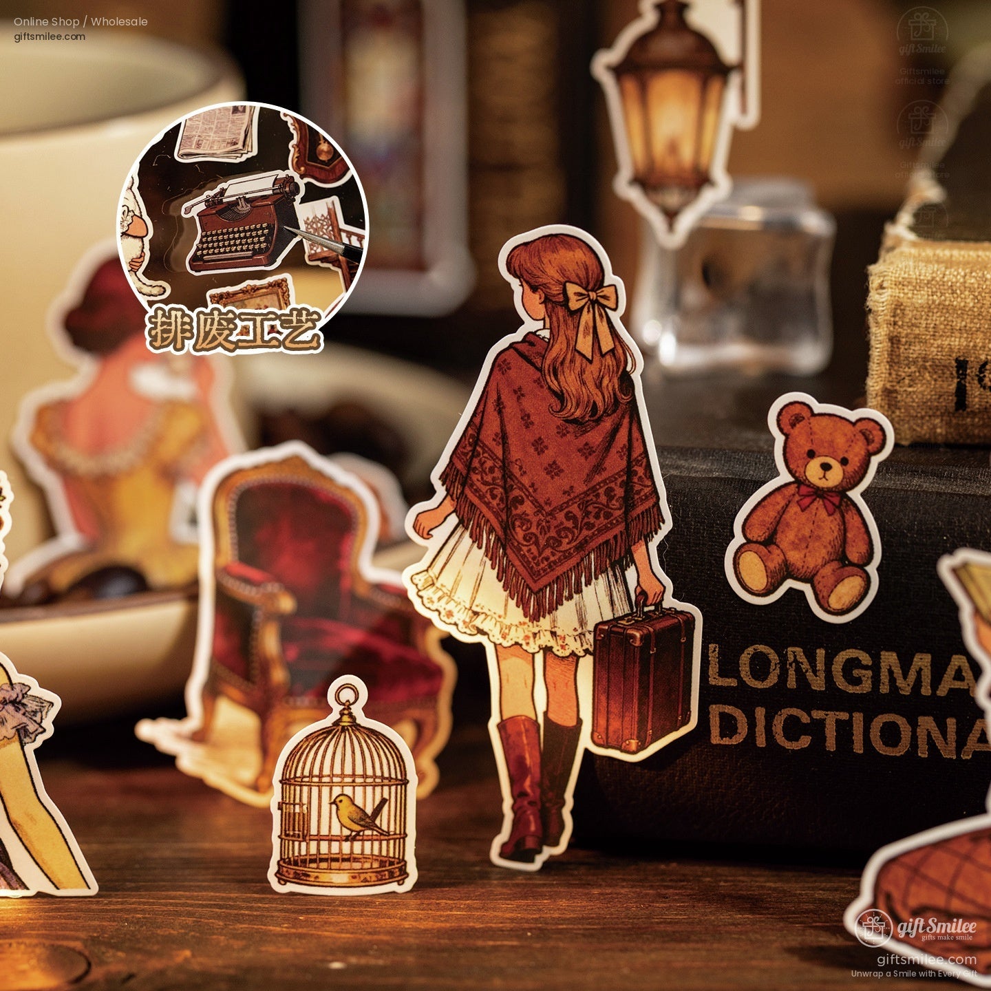 Vintage Matte Pet Die-Cut Rich Ink Illustrations Sticker Sheets | KS-SA-4263