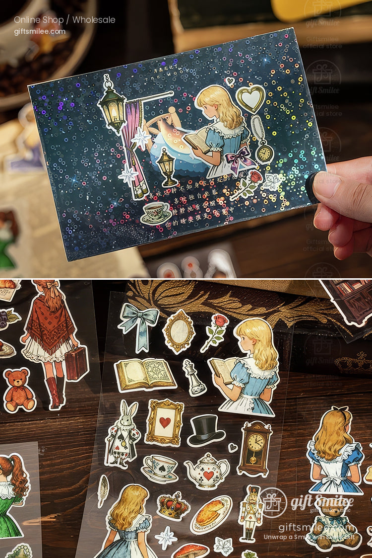 Vintage Matte Pet Die-Cut Rich Ink Illustrations Sticker Sheets | KS-SA-4263