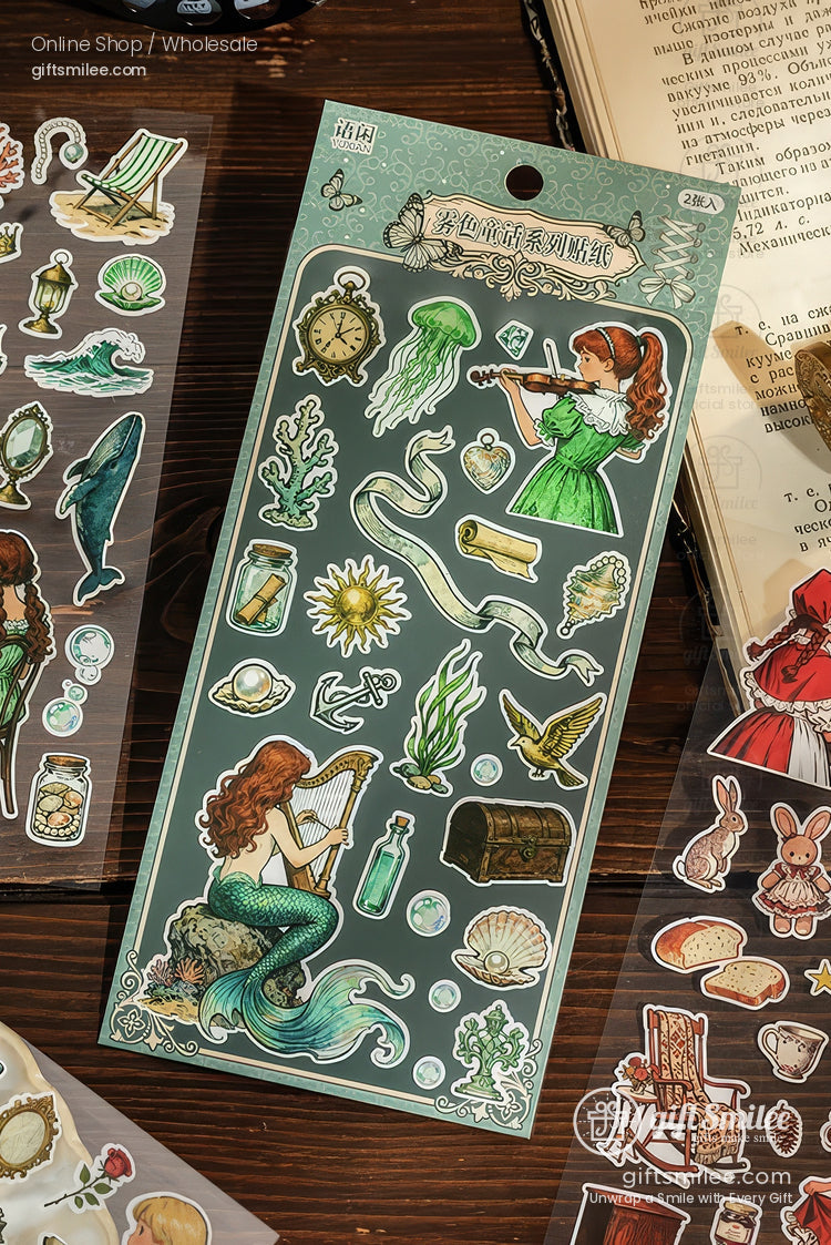 Vintage Matte Pet Die-Cut Rich Ink Illustrations Sticker Sheets | KS-SA-4263