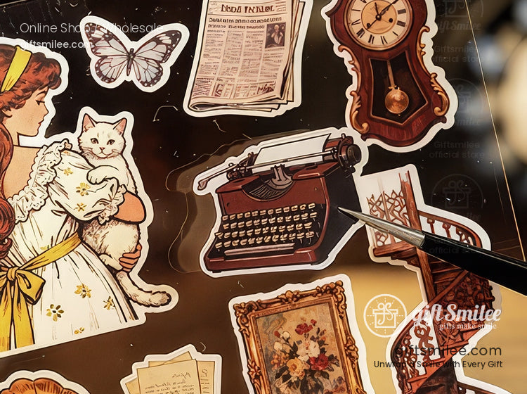 Vintage Matte Pet Die-Cut Rich Ink Illustrations Sticker Sheets | KS-SA-4263
