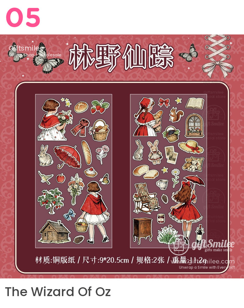 Vintage Matte Pet Die-Cut Rich Ink Illustrations Sticker Sheets | KS-SA-4263