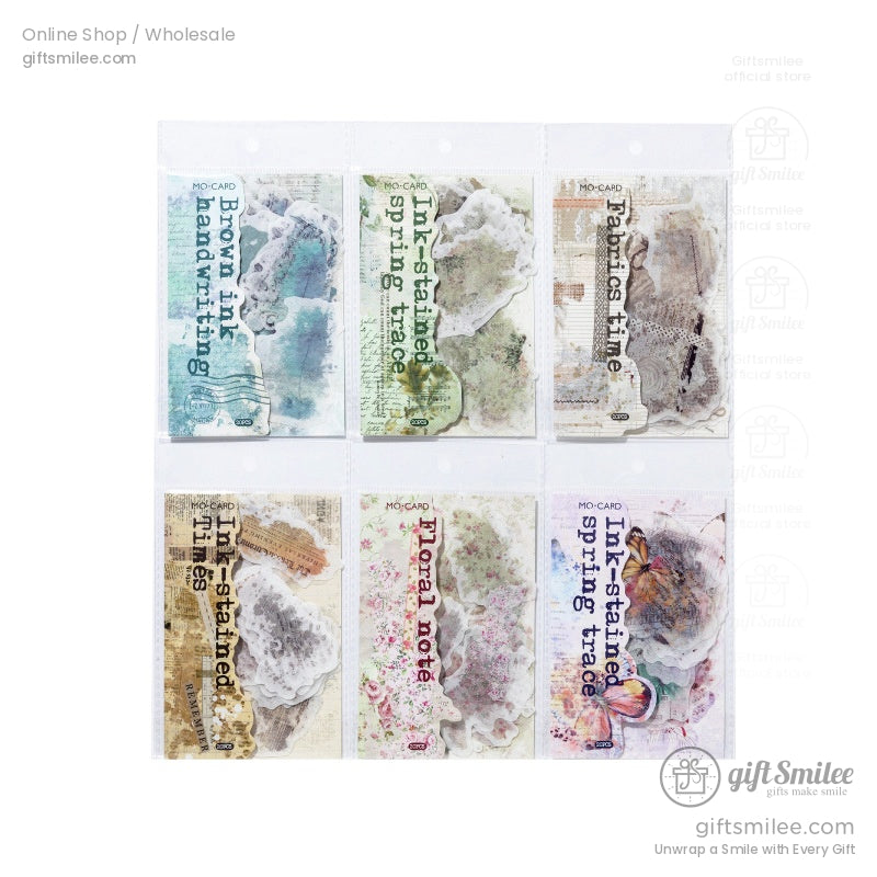Dual-Material Matte Clear Vintage Ink-Wash Butterfly Prints Decorative Sticker Pack | KS-SA-4265
