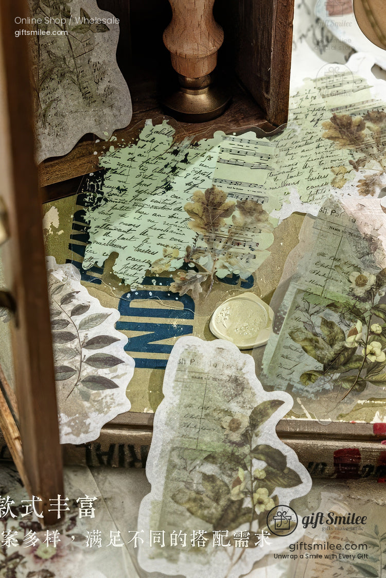 Dual-Material Matte Clear Vintage Ink-Wash Butterfly Prints Decorative Sticker Pack | KS-SA-4265