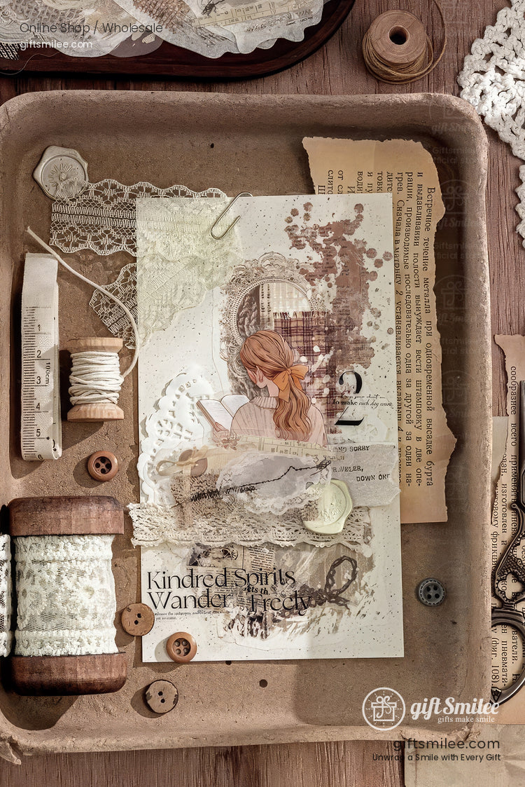 Dual-Material Matte Clear Vintage Ink-Wash Butterfly Prints Decorative Sticker Pack | KS-SA-4265