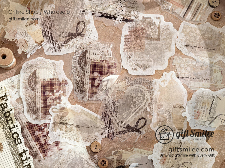 Dual-Material Matte Clear Vintage Ink-Wash Butterfly Prints Decorative Sticker Pack | KS-SA-4265